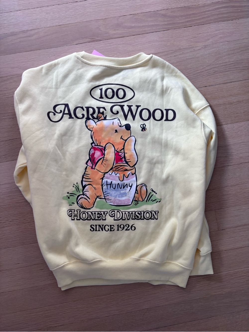 Disney Yellow Winnie the Pooh "100 Acre Wood" Graphic Pullover Sweatshirt XXS - Picture 5 of 6